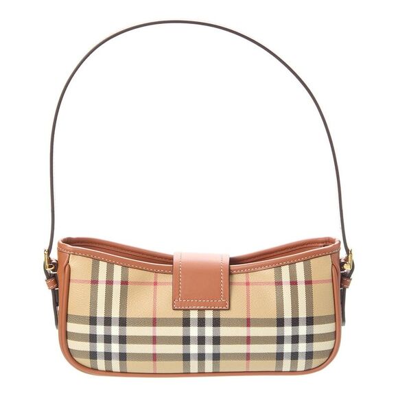 Burberry Check E-Canvas & Leather Shoulder Bag, Brown - Picture 2 of 4